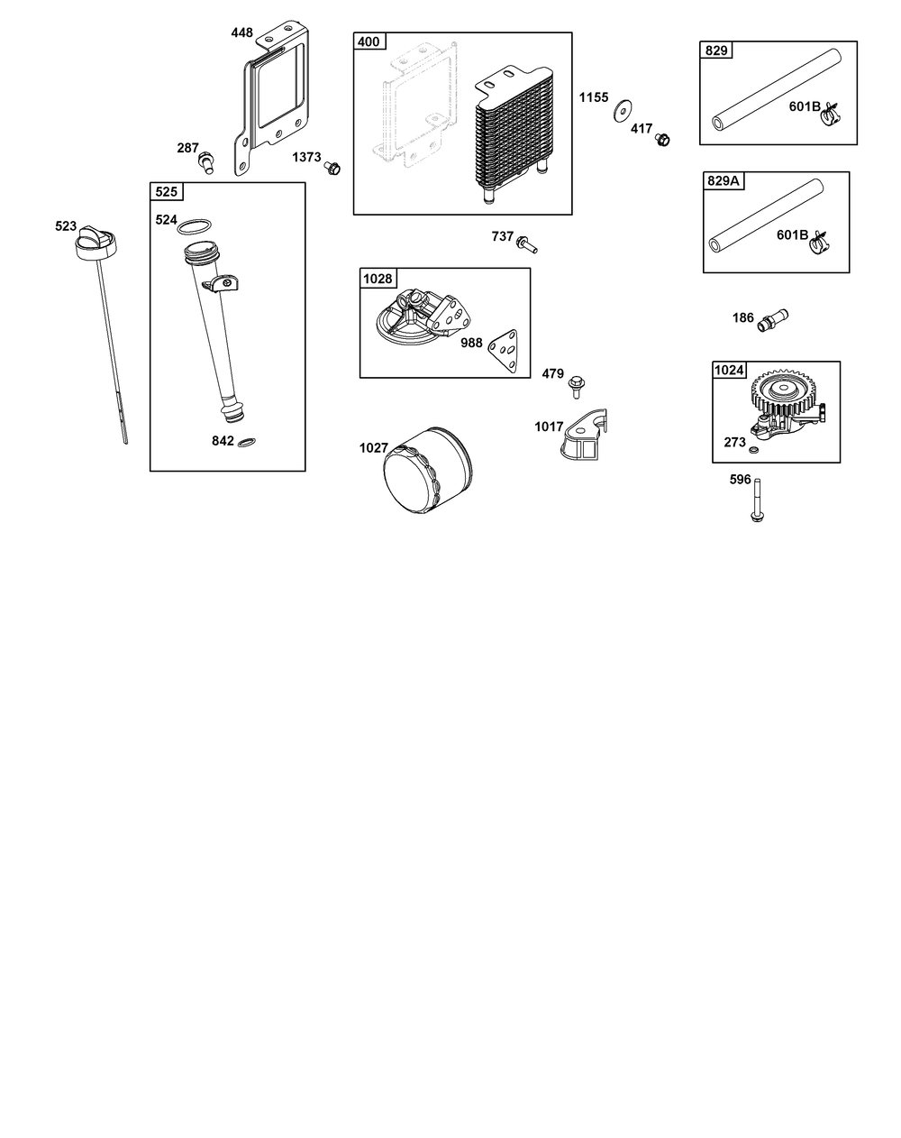 Lubrication Group Diagram and Parts List for 385777-0352-B5 200000 - 399999 Briggs and Stratton Engine